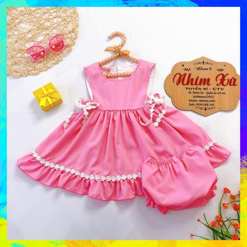 Váy Hồng Đào Kèm Chip Cho Bé Gái Từ Sơ Sinh - 16kg