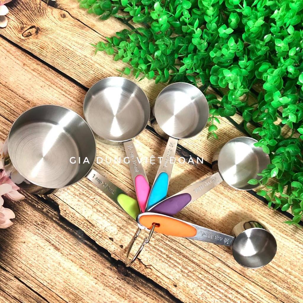 Muỗng đong định lượng INOX cán SILICON. Dụng cụ pha chế, nấu ăn. ĐL đường muối café bột sữa.