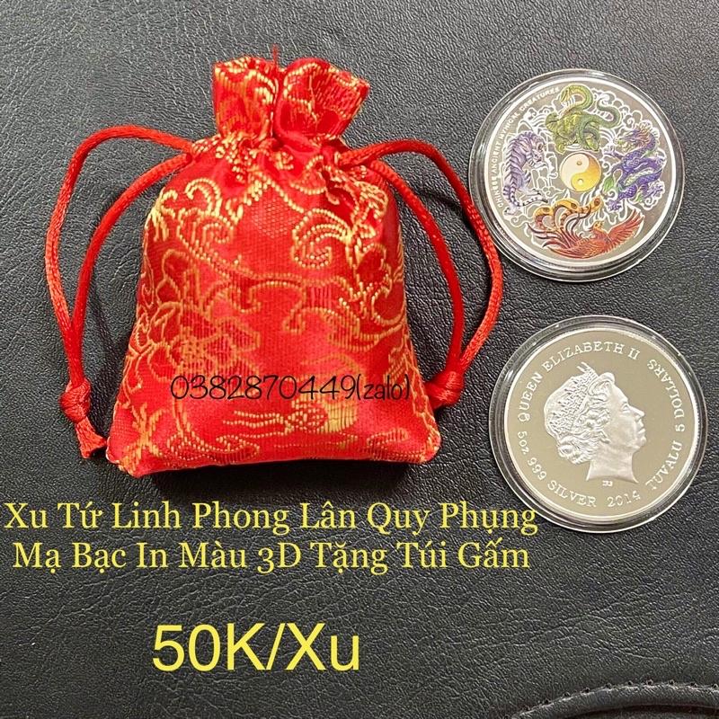 Đồng Xu Tứ Linh Thú Phong Thủy May Mắn