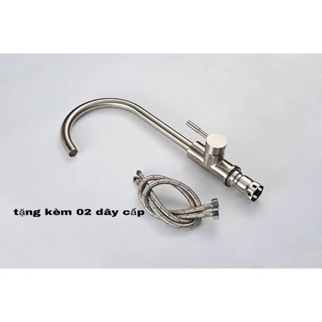 Vòi Rửa Bát Nóng,Lạnh Inox 304+2 Dây Cấp