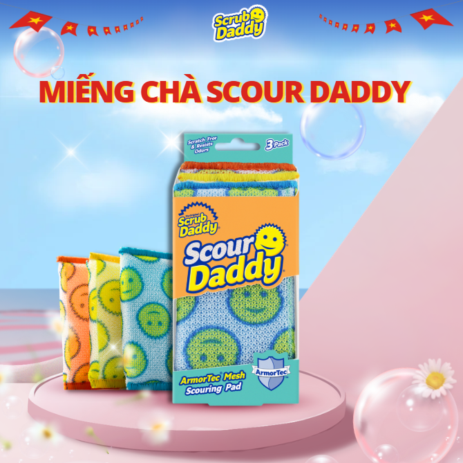 Miếng cọ rửa Scour Daddy - Lưới ArmorTec rửa sạch loại bỏ các mảng bám cứng đầu