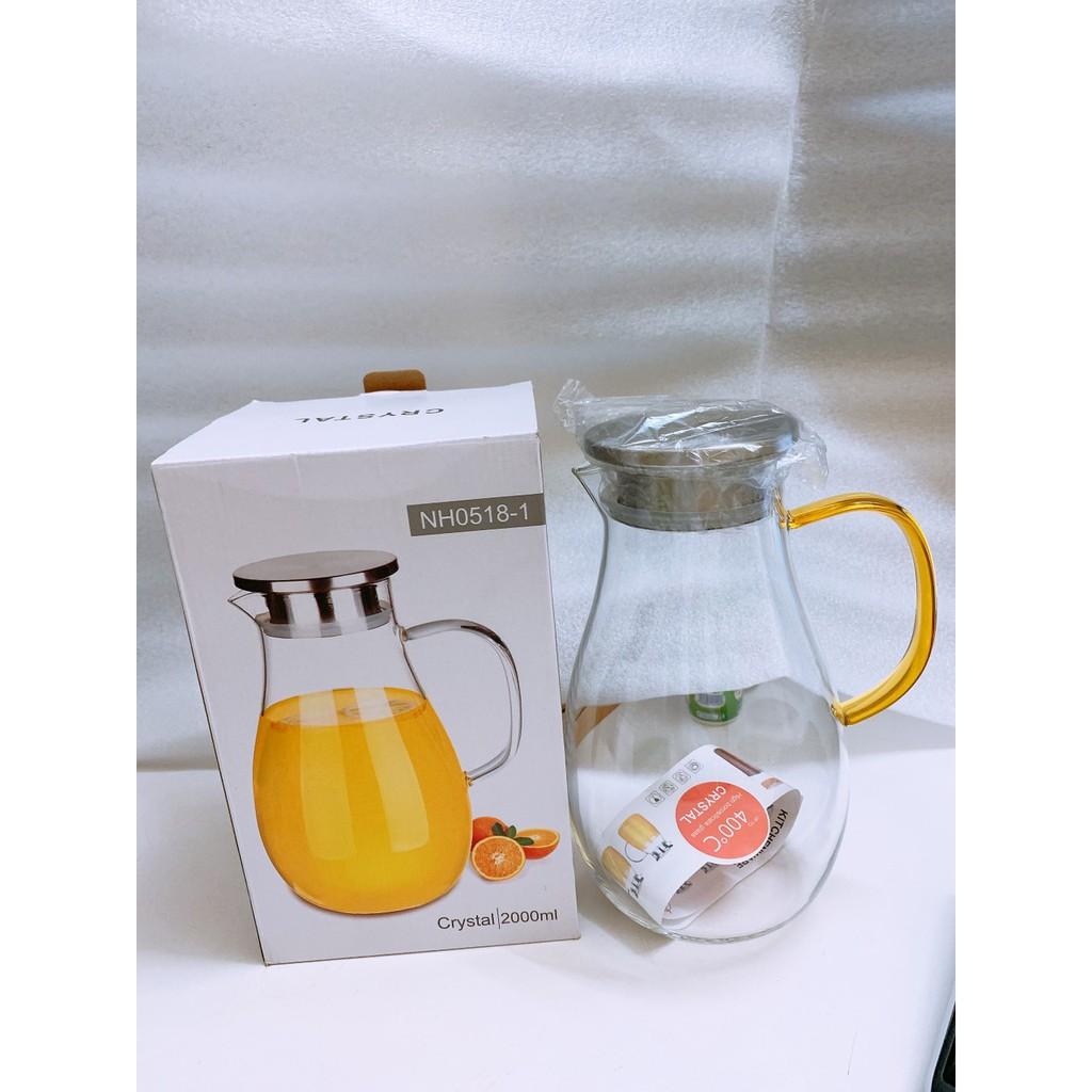BÌnh đựng nước thủy tinh cao cấp chịu nhiệt lên tới 400 độ C 2000ml