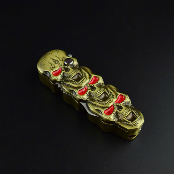 Vỏ hộp quẹt bật lửa khò 1 tia họa hình đầu lâu màu vàng