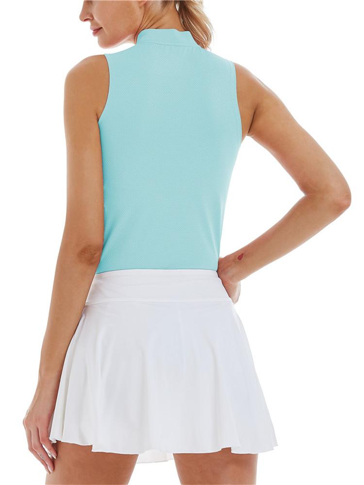 Tops đứng cổ áo mùa hè áo sơ mi polo cơ bản thể thao thông thường dễ dàng tập thể dục thể dục thể thao mặc áo phông golf chạy golf không tay Color: Red Size: XS