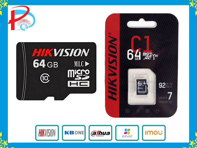 Thẻ Nhớ Mirco SD Hikvision 64Gb 92MB/s Chuyên Ghi Hình Cho Camera, Máy Ảnh và Điện Thoại - Hàng Chính Hãng