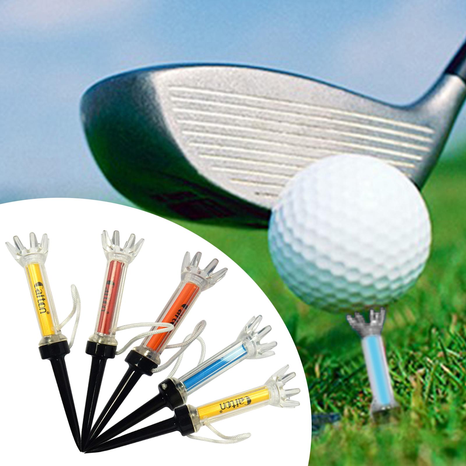 Golf Tee Set, 5pcs Magnetic Golf Tees Plastic Golf Tees Pre-set Golf Tees with Built-in Spring Golf Hitting Training Aids Tool