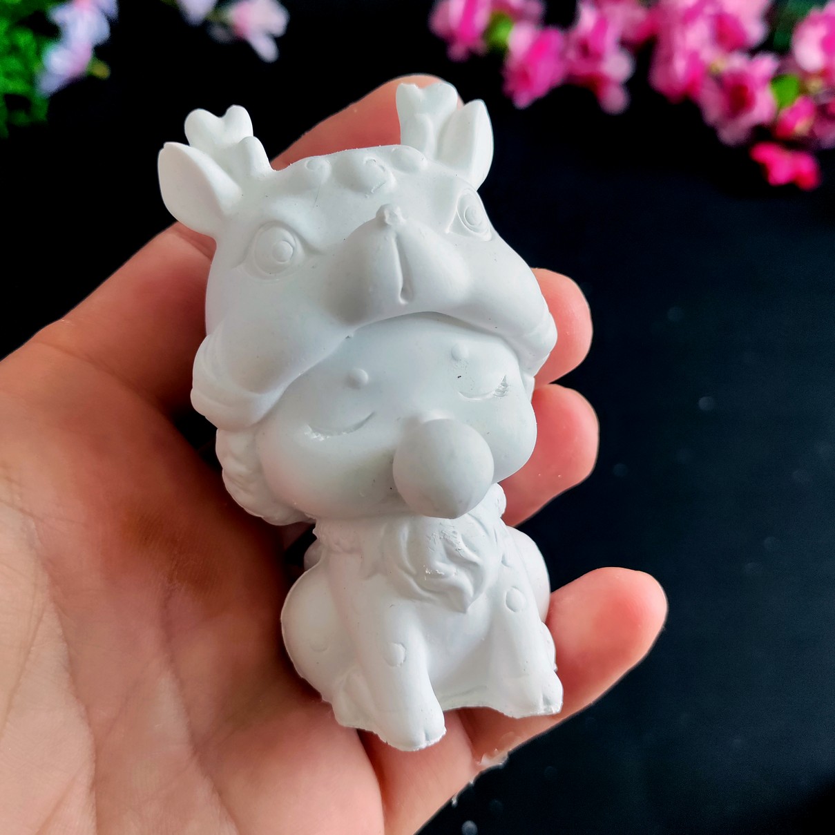 Tượng tô màu, SET 4 BÉ BONG BÓNG, size M, tượng thạch cao Trắng Đẹp Mịn