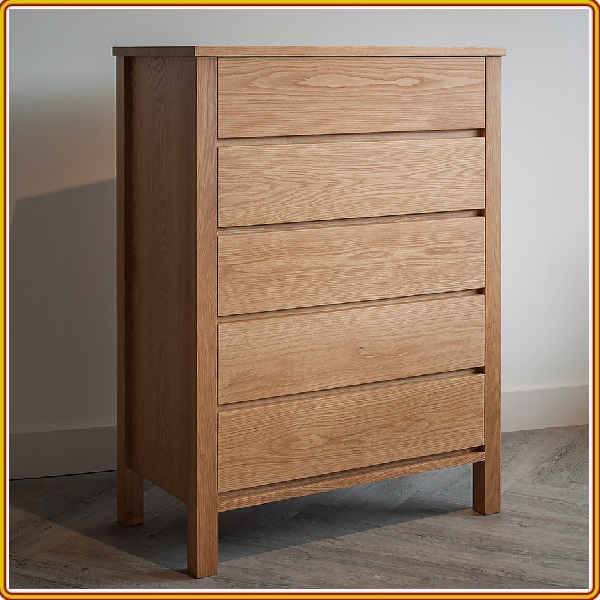 Tủ 5 ngăn kéo Tundo kiểu đứng màu sồi 80 x 40 x 120 cm