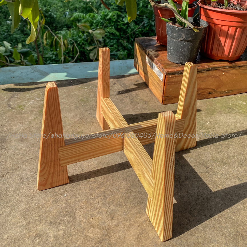 Kệ gỗ đôn gỗ để cây cảnh sơn phủ chống thấm ẩm mốc CCG04 kích thước 18x20cm