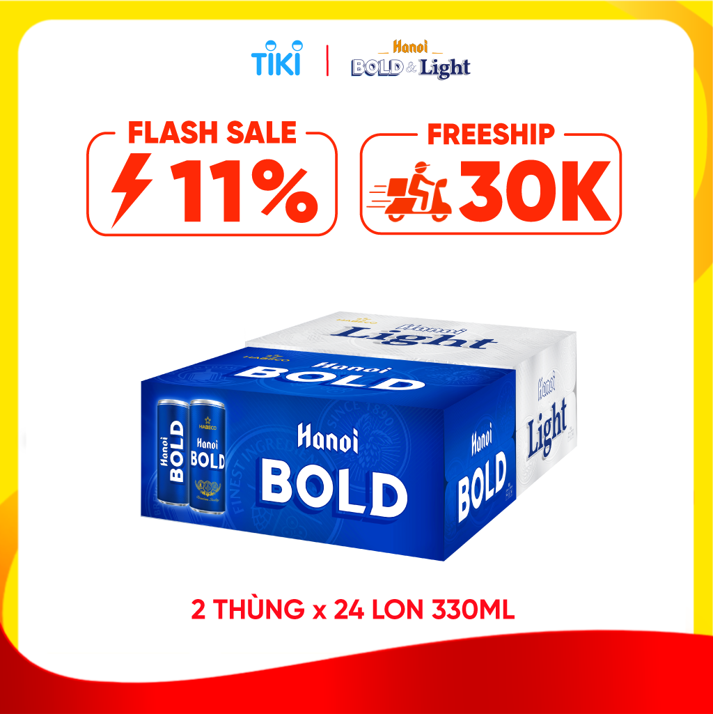 Combo 2 Thùng Bia Hanoi BOLD & LIGHT - Thùng 24 lon 330ml