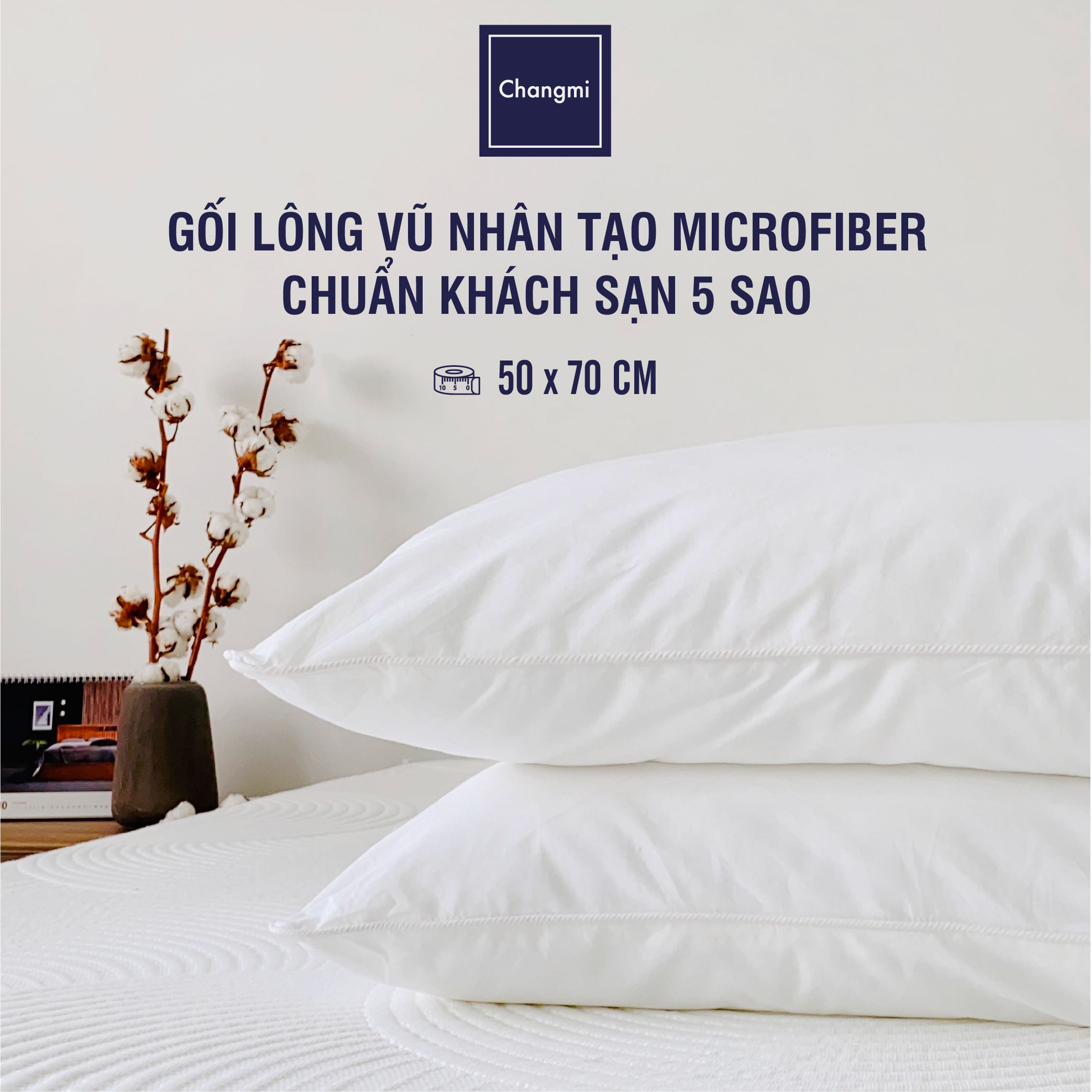 Gối lông vũ nhân tạo Microfiber CHANGMI 50 x 70cm chuẩn khách sạn 5 sao