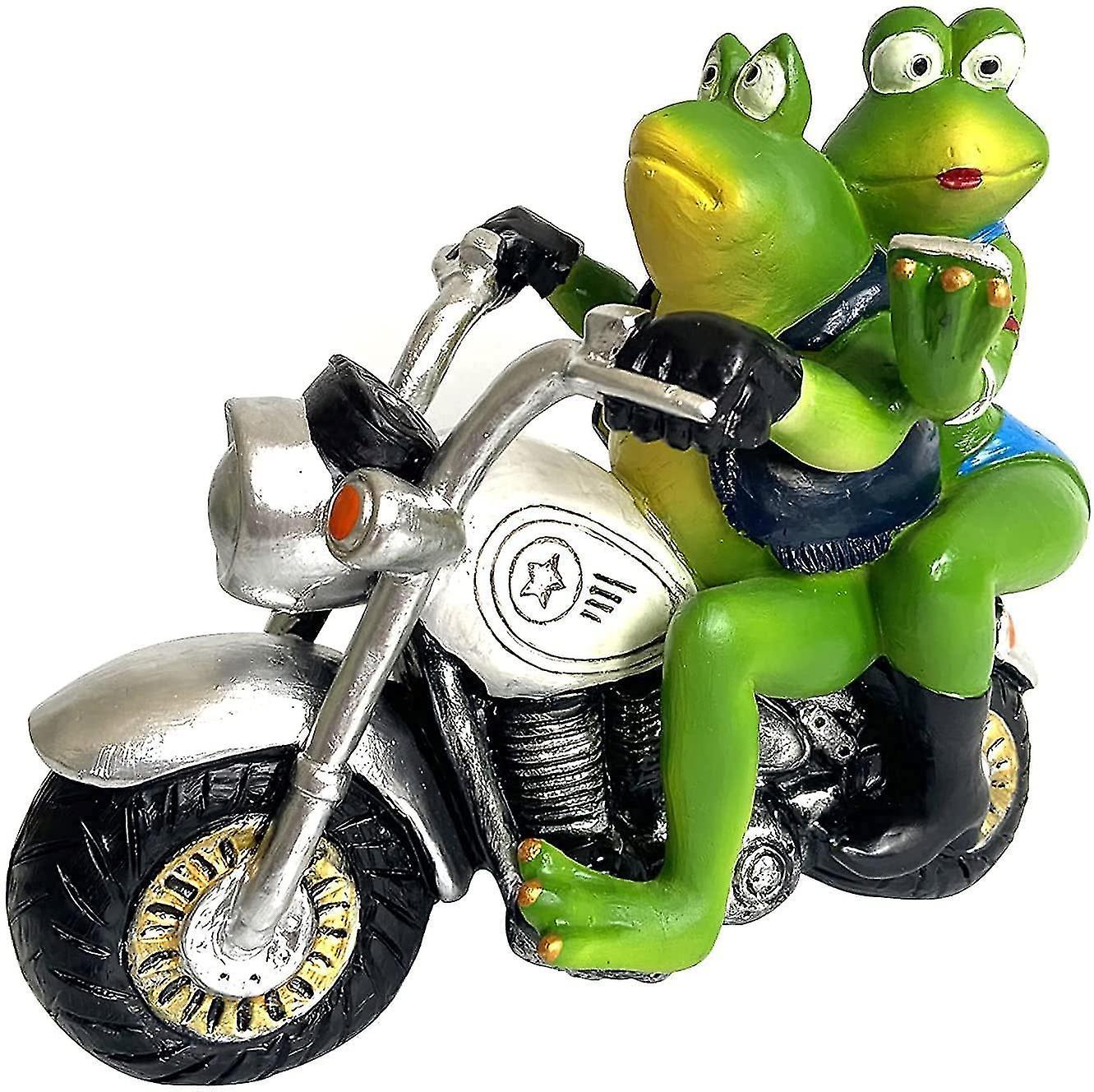 Tượng vườn - ếch ngồi trên xe máy - Nhựa ếch tượng - Trang trí vườn