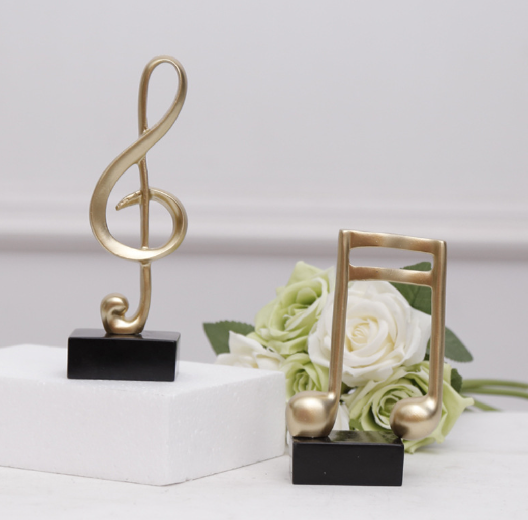 Mô hình 3 nốt nhạc, khoá sol mạ đồng bàn làm việc decor trang trí nhà cửa - Hàng chính hãng