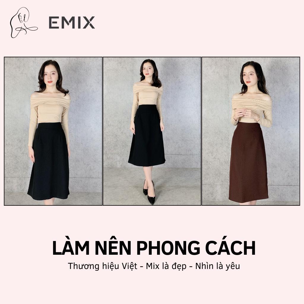 Chân váy công sở mã 809 EMIX , dáng dài, midi, cạp cao, khóa sau, vải tuytxi, mềm mịn, đứng dáng