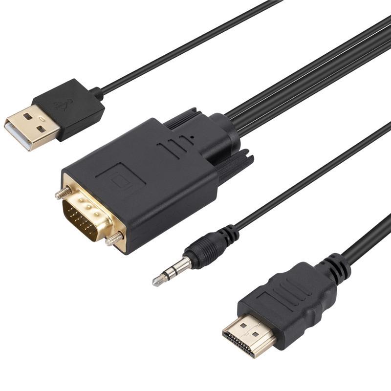 Bộ chuyển đổi VGA sang HDMI phong cách mới nhất với bộ nguồn dây đai âm thanh cáp chuyển vga sang hdmi 1,8 mét máy tính sang TV