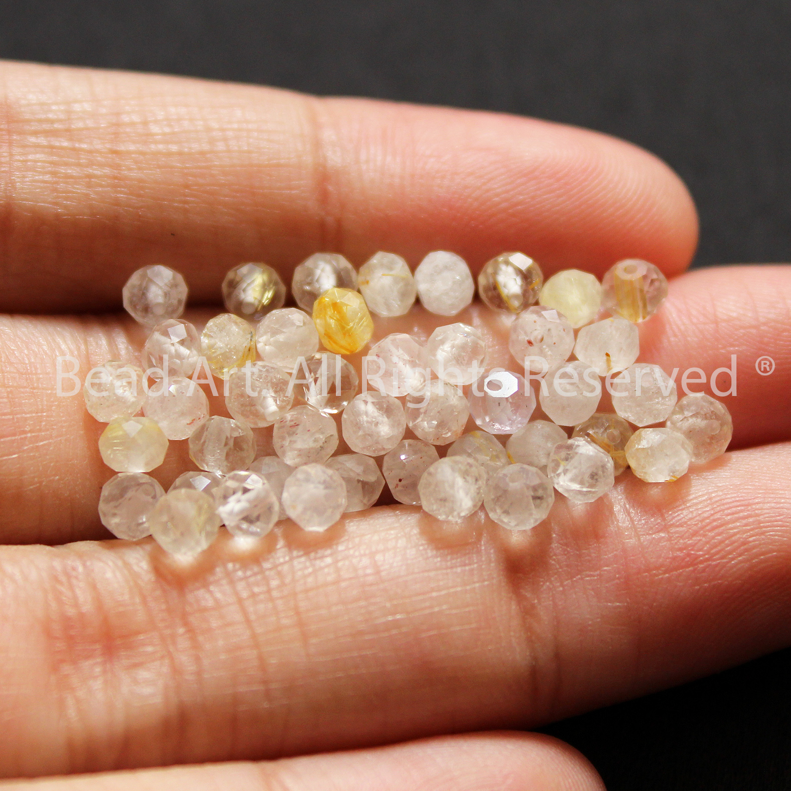 4x3MM Đá Super Seven, Đá Thông Thái Tông Trắng Vàng, Phối Vòng Tay Phong Thuỷ, Chuỗi Hạt - Bead Art
