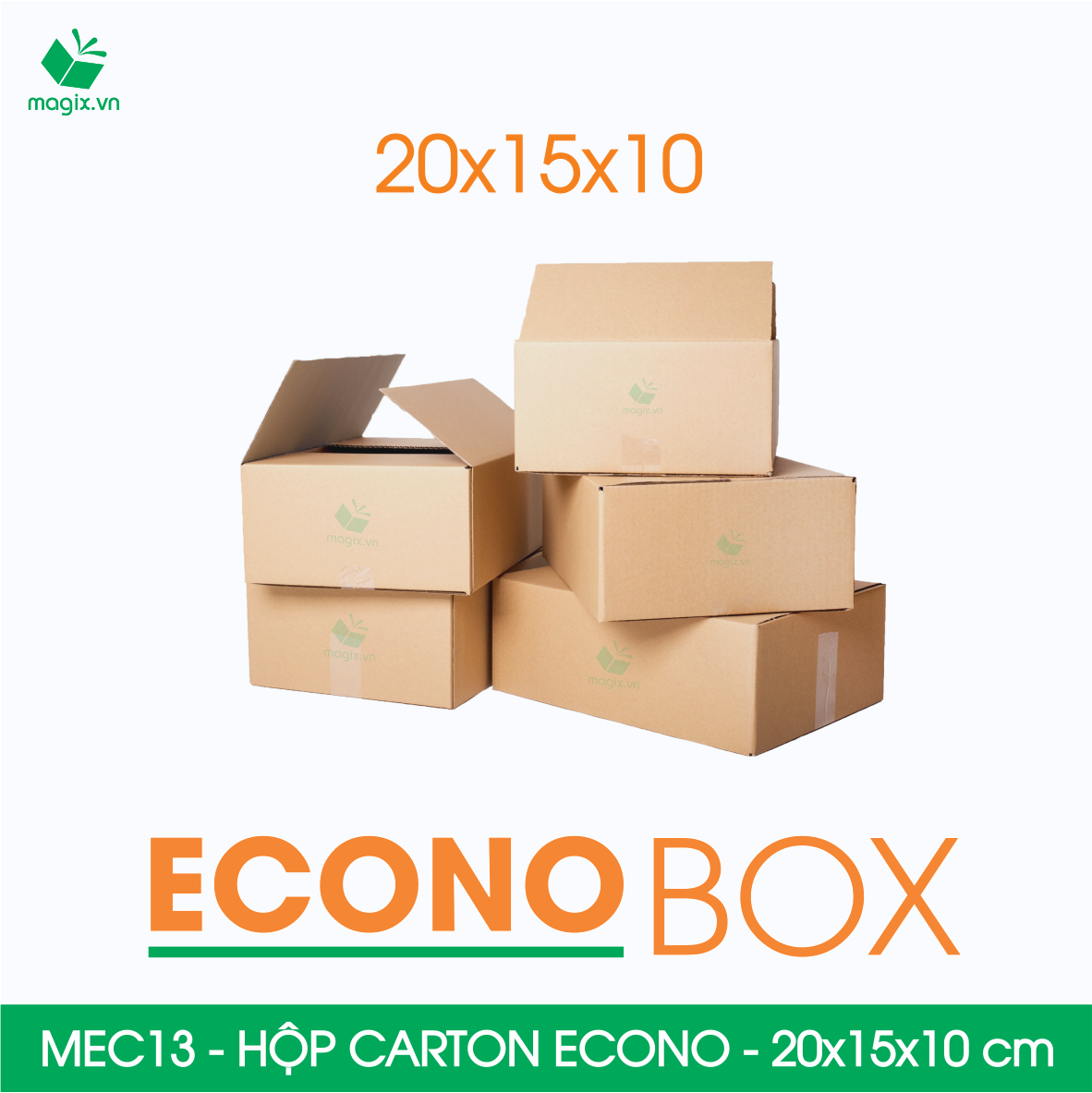 MEC13 - 20x15x10 cm - Combo 100 thùng hộp carton trơn siêu tiết kiệm ECONO