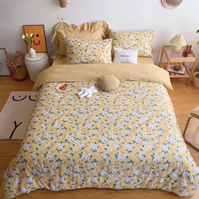 Set Cotton LiVing Hoa Nhí Vintage Hàng Nhập Khẩu Cao Cấp 4 Món