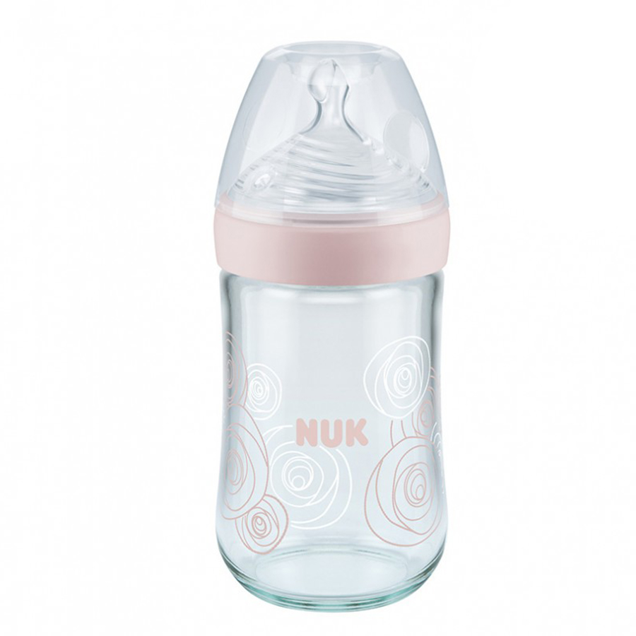 Bình Sữa NUK Thủy Tinh Nature Sense (240ml) Núm Ti Silicone S1 (Size M) NU21498