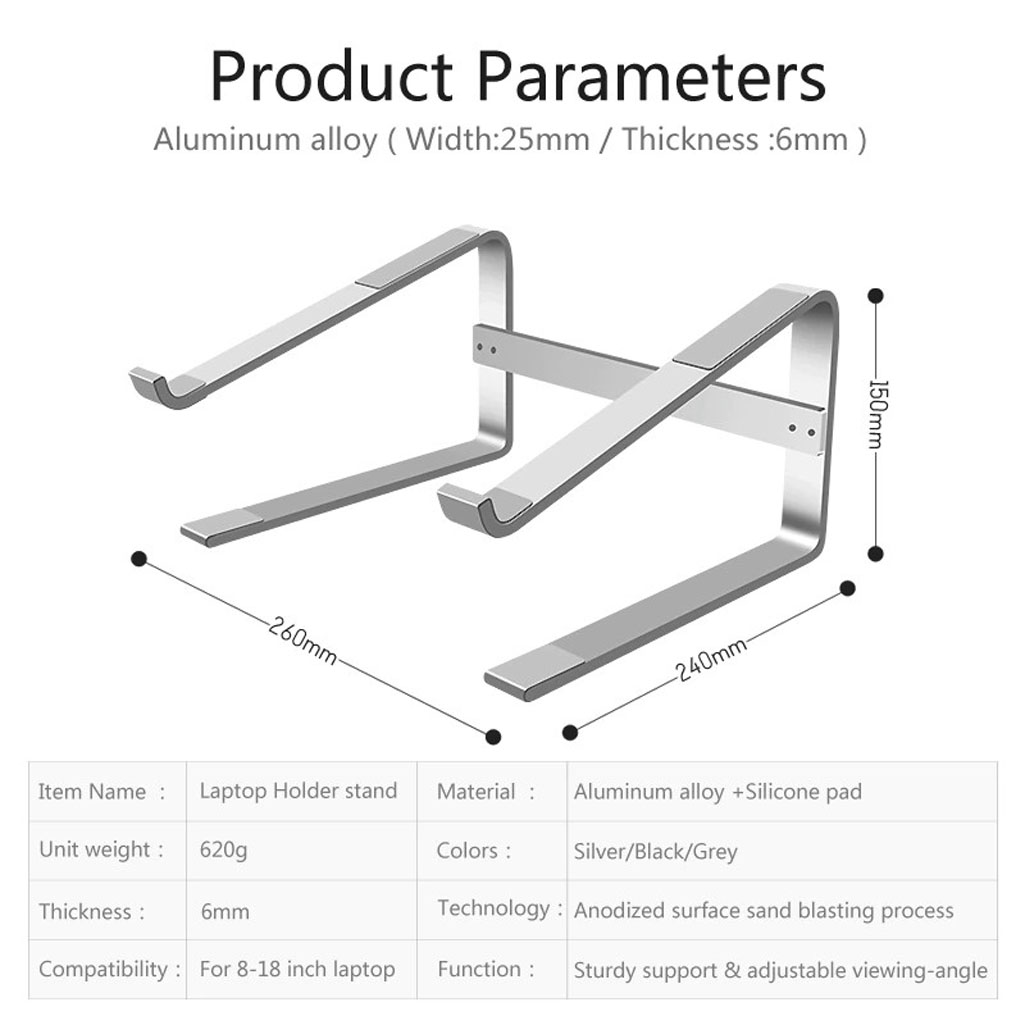 VINETTEAM Giá Đỡ Máy Tính Laptop Macbook Stand Hợp Kim Nhôm Cao Cấp Giúp Tản Nhiệt Có Thể Tháo Rời Đế Giữ Máy Tính Xách Tay - Hàng Chính Hãng