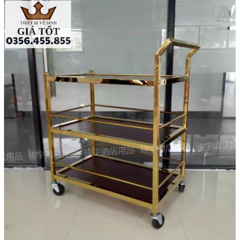 XE ĐẨY THỨC ĂN,NƯỚC UỐNG INOX 3 TẦNG