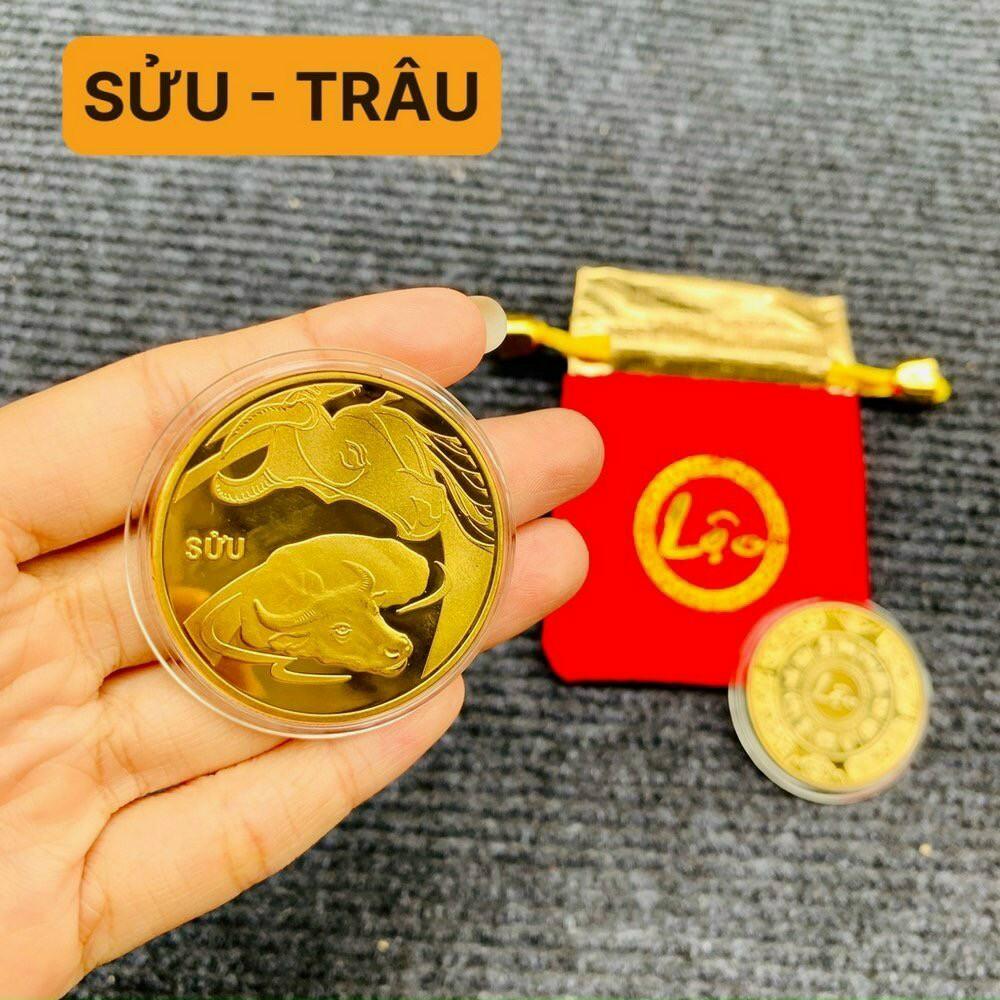 Đồng May Mắn 12 con Giáp kèm theo Túi May Mắn bạn có thể mang trong bóp Ví, để mang lại May mắn Tài Lộc quanh Năm