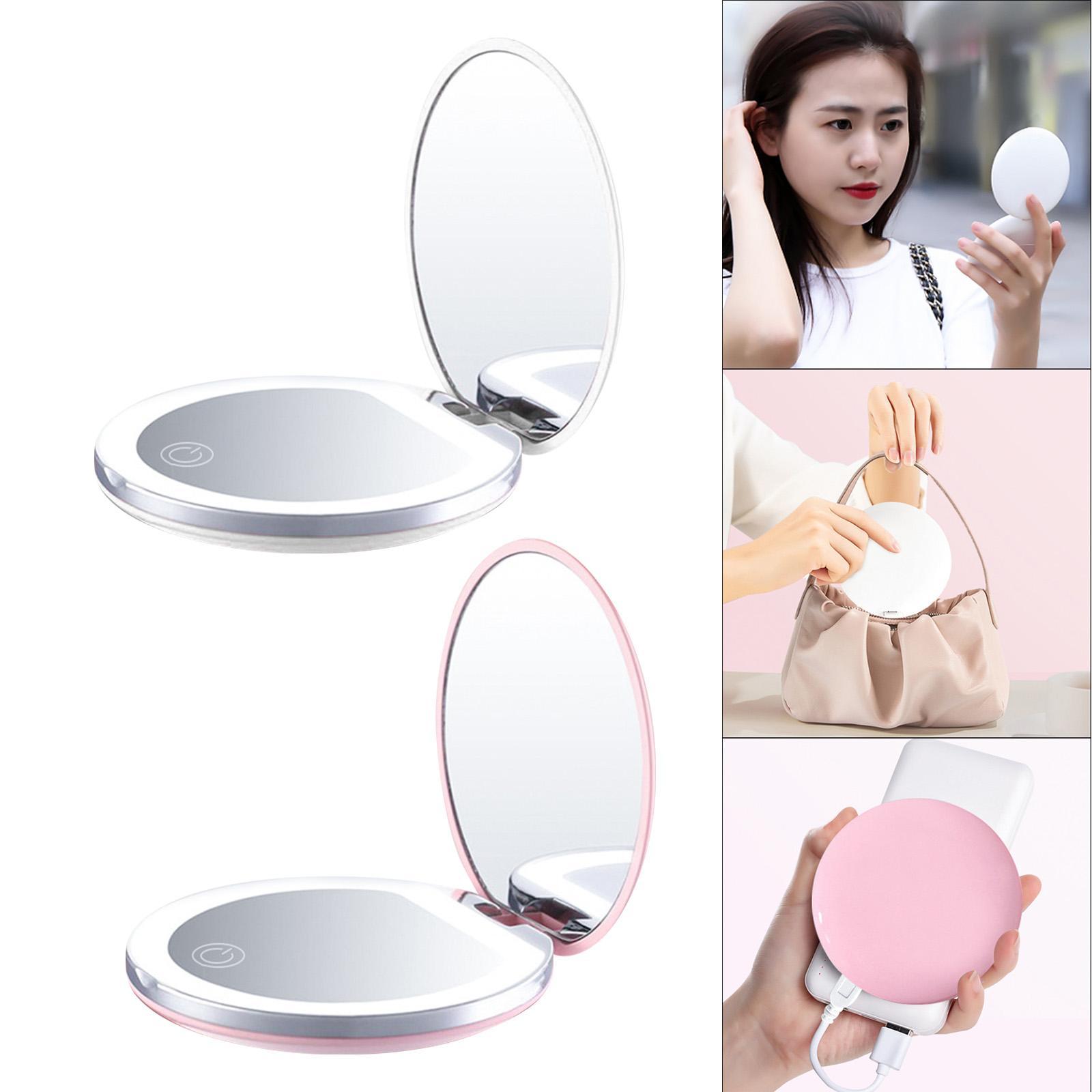 Makeup Mirror Compact Cosmetic Folding Portable Pocket With LED Lights Lamps