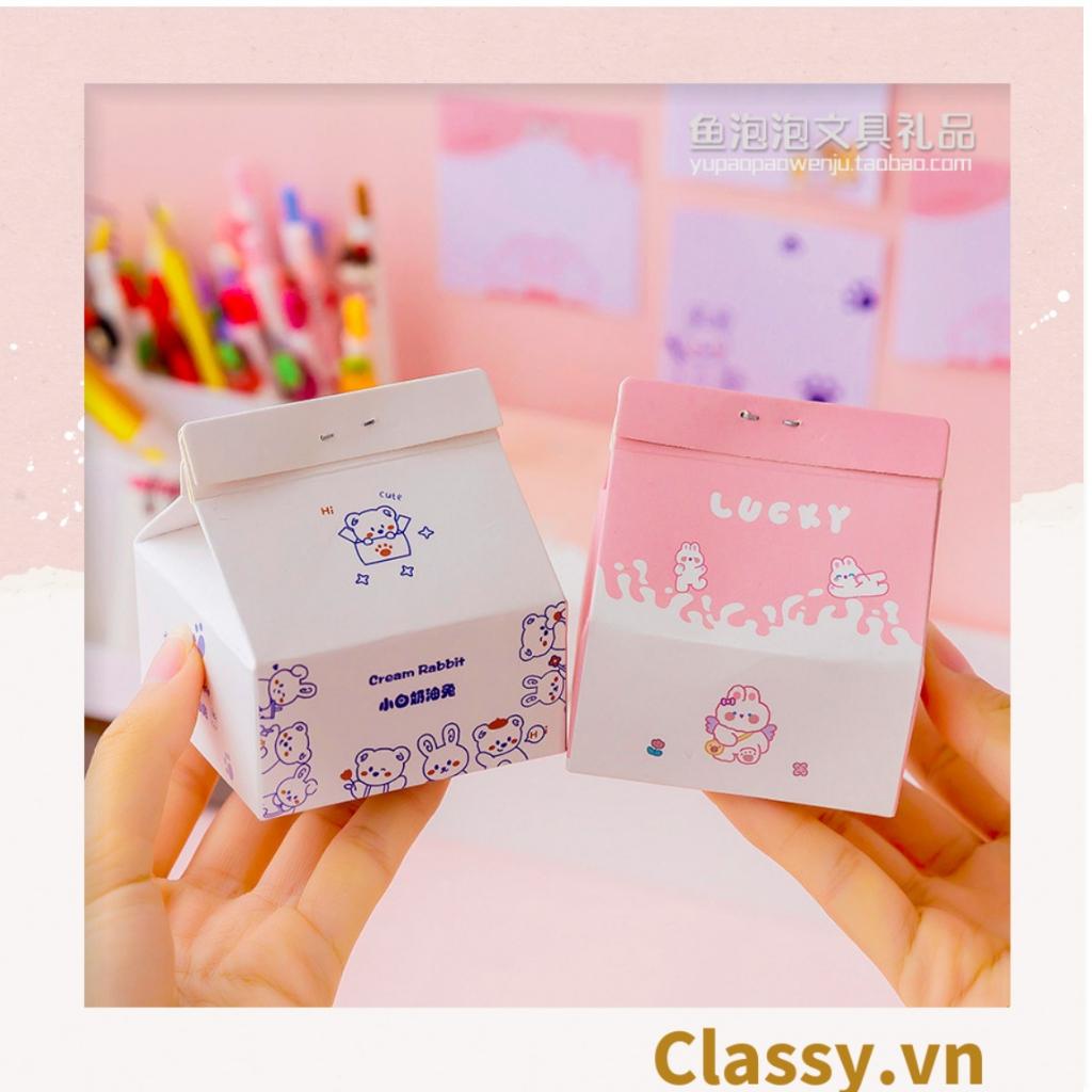 Hộp giấy note Classy , giấy ghi chú hình hộp sữa, có khe rút tiện lợi PK1520