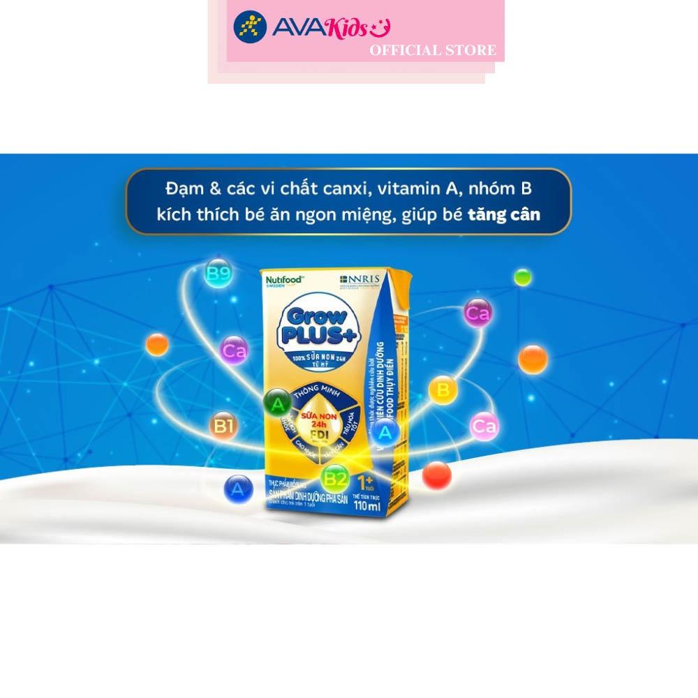 Thùng 48 hộp sữa non pha sẵn Nutifood GrowPLUS+ vàng hương vani 110 ml (từ 1 tuổi)