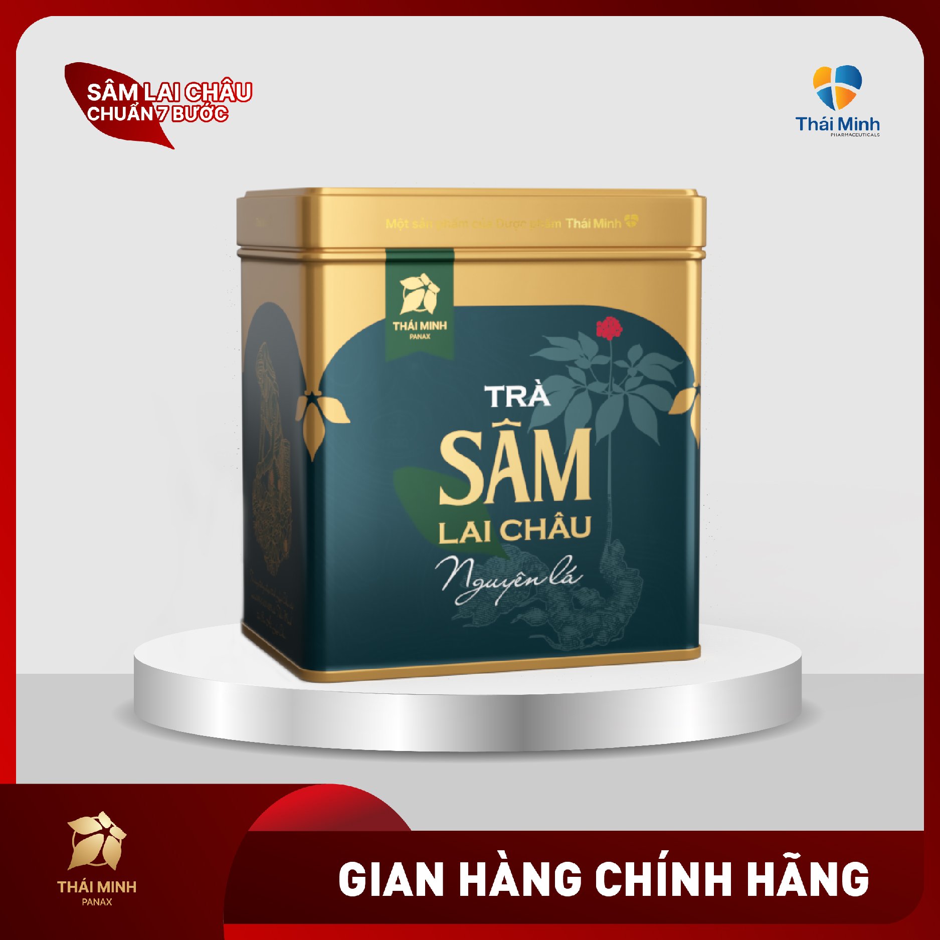 Trà Sâm Lai Châu nguyên lá Thái Minh dạng hộp thiếc