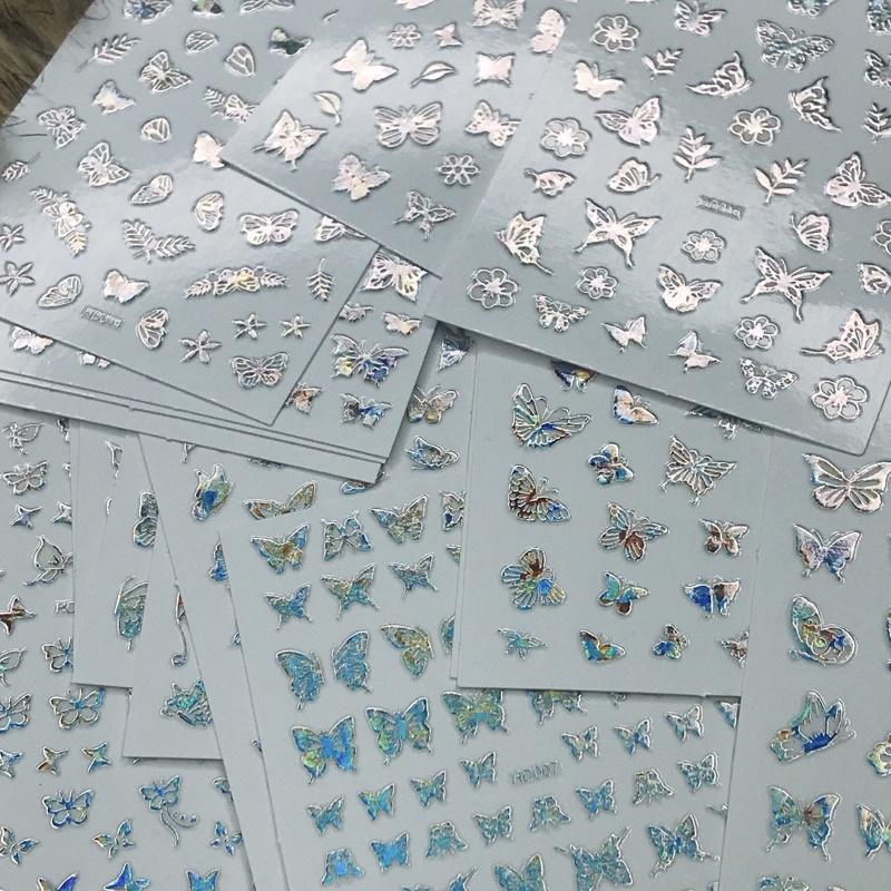 Sticker, Nhãn dán 3D hình Bươm Bướm Cầu vồng, Đỏ, Bạc , Vàng