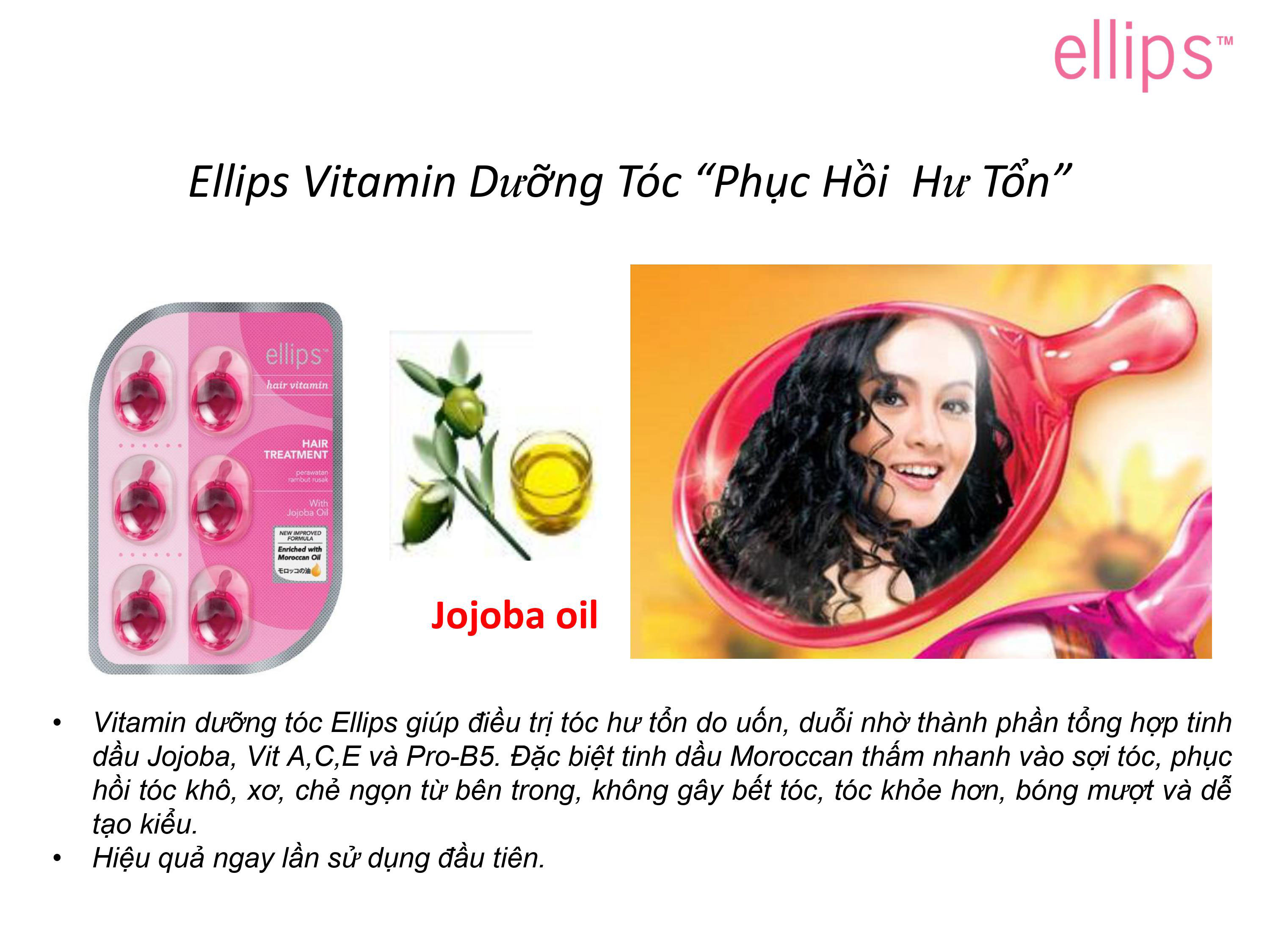 Viên dưỡng tóc Ellips hồng - Dành cho tóc hư tổn - Hộp 12 vỉ (6 viên/vỉ)