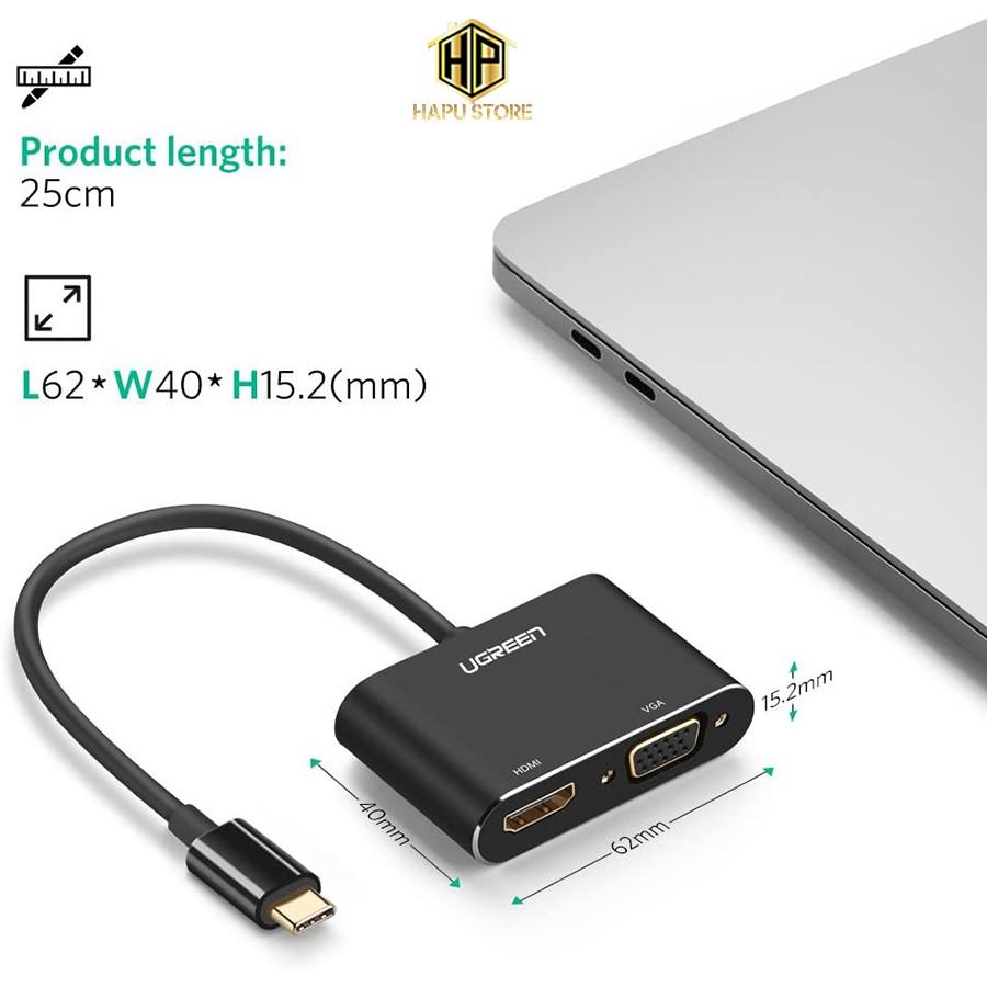 Cáp chuyển USB Type-C to HDMI và VGA Ugreen 50318 chính hãng -Hàng Chính Hãng