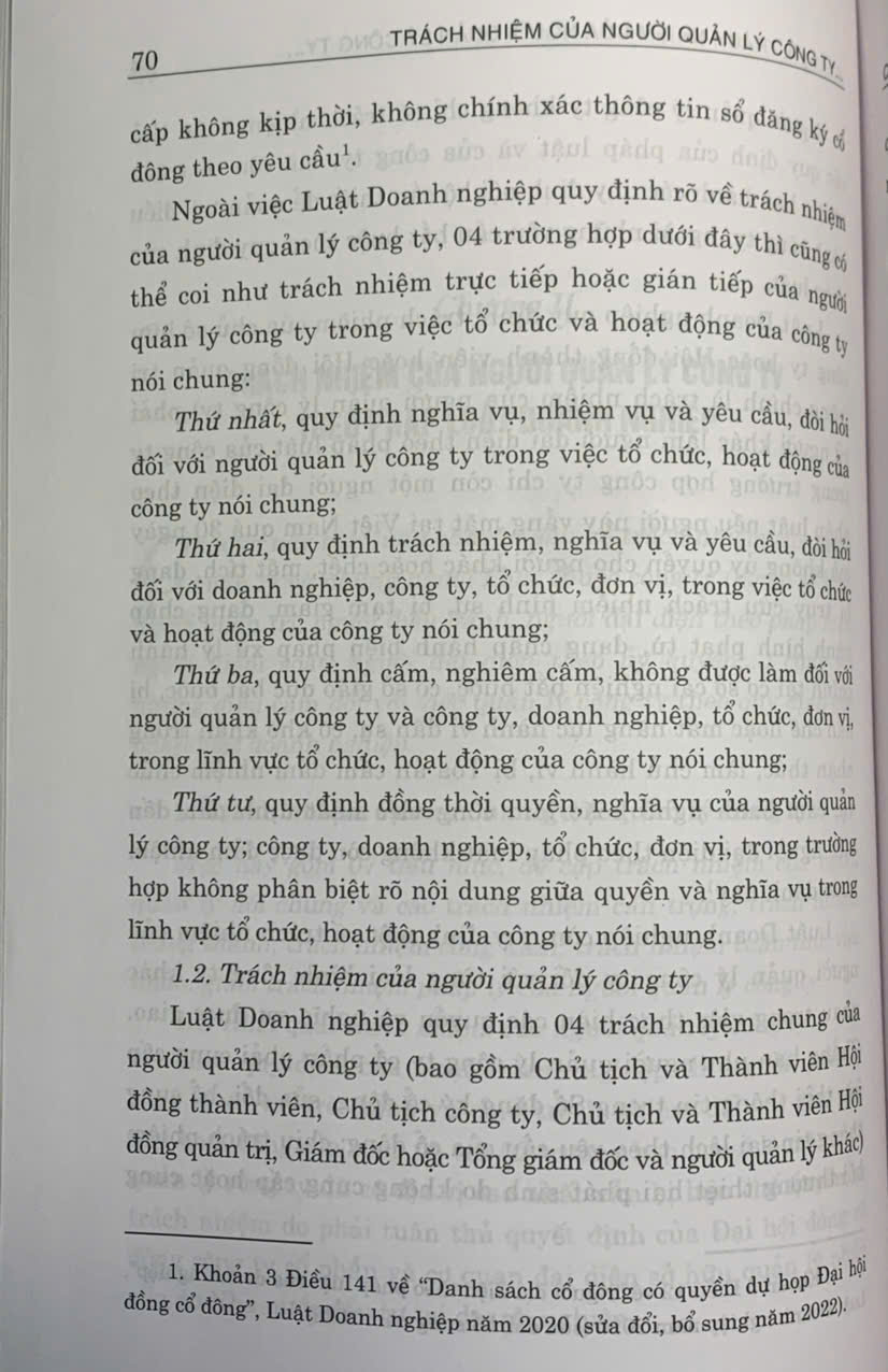 Trách nhiệm của người quản lý công ty (các nghĩa vụ và yêu cầu pháp lý)