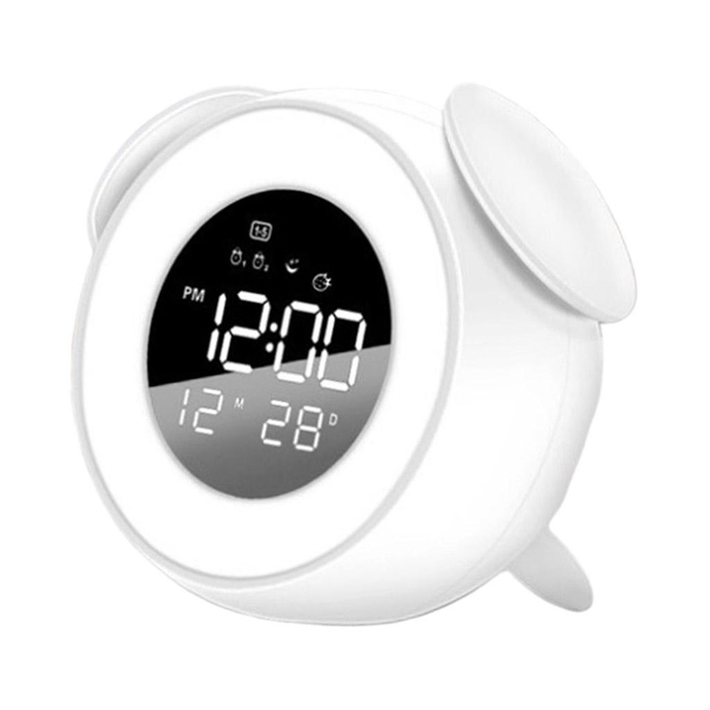 LED Digital Alarm Clock Light Sunrise Night Lamp for Kid Room White