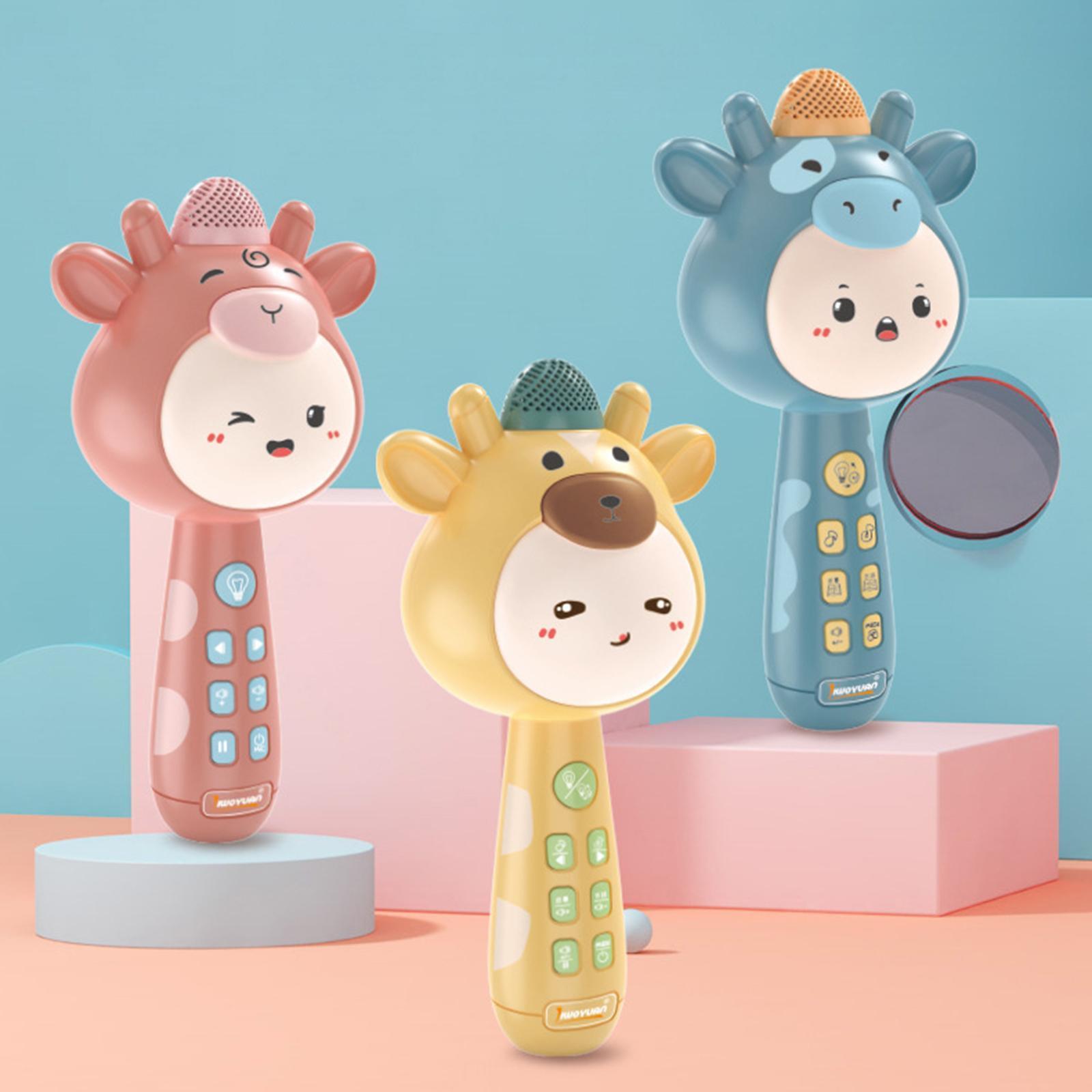 Portable Wireless Bluetooth Karaoke Pause to Continue Change Sound for Kids pink