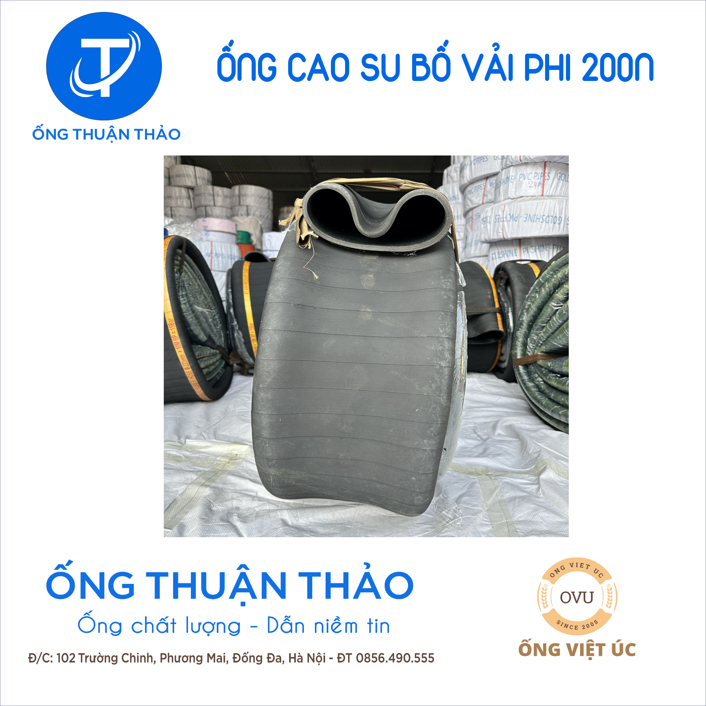 Ống cao su bố vải KT phi 200MM CUỘN 10 MÉT Nhập Khẩu - Ống Chống Phá Chống Nổ THUẬN THẢO