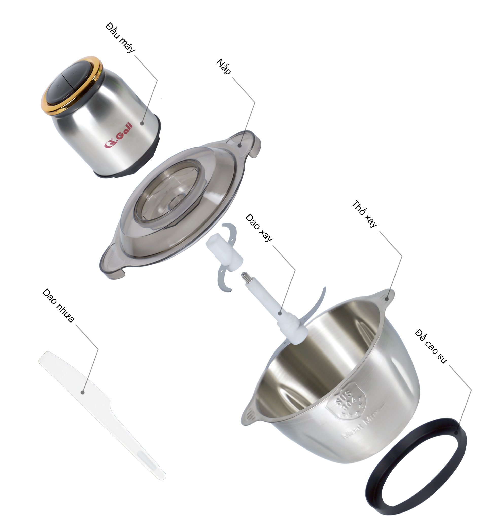 Máy xay thịt Gali GL-1920P Dung tích 2 Lít, Motor 100% bằng đồng, có 2 tốc độ xay. Hàng chính hãng chất lượng cao, bảo hành 24 tháng