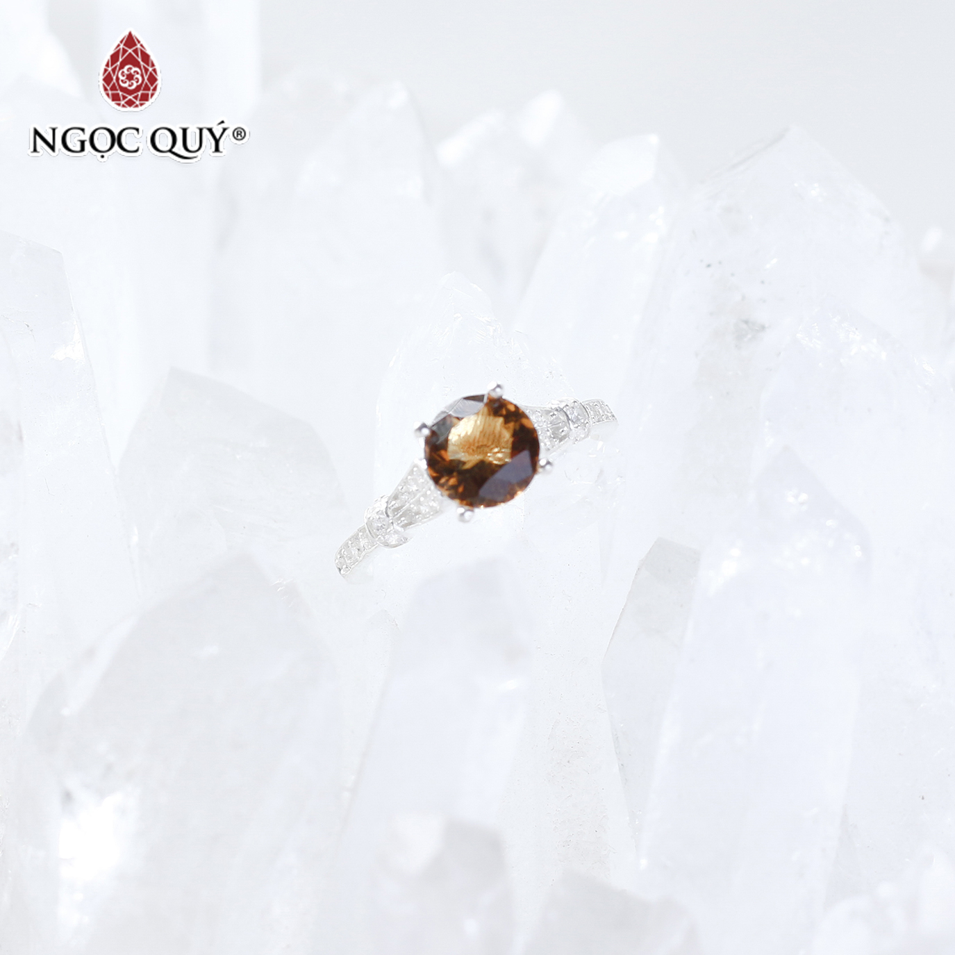 Nhẫn bạc nữ đá Citrine mệnh thổ, kim - Ngọc Quý Gemstones