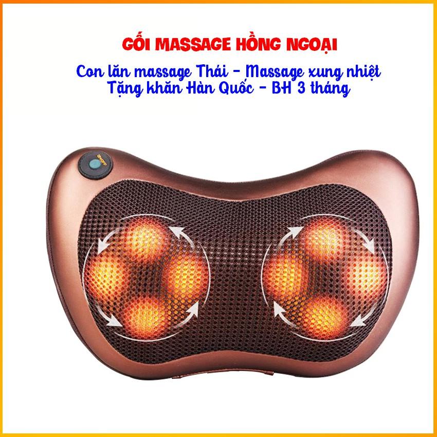 Gối massage hồng ngoại – Massage cổ 8 bi công nghệ 5D, mát xa cổ vai gáy - BH 3 tháng - Kaizo Mart