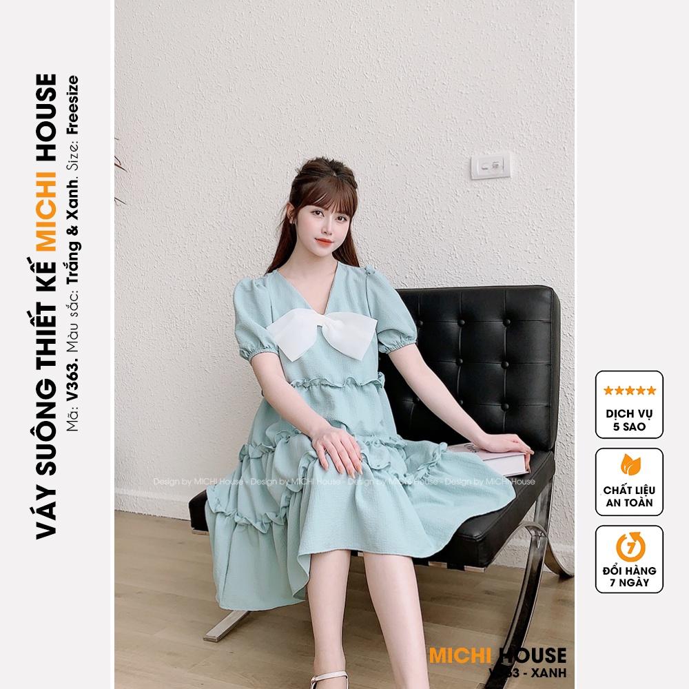 Đầm Suông Babydoll Đính Nơ Dễ Thương MICHI House V363 Váy Xinh Vải Xốp Mềm Mát