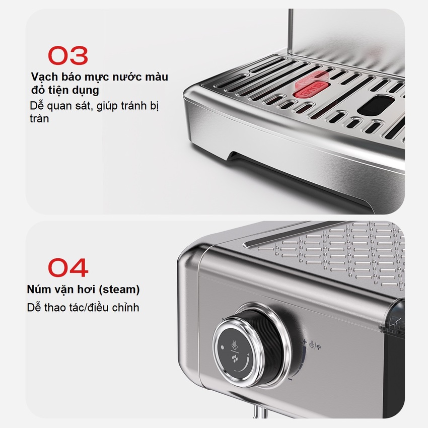 Máy pha cà phê chuyên nghiệp Espresso, Cappuccino, Latte thương hiệu Mỹ cao cấp HiBREW H10 - Công suất 1350W - Hàng nhập khẩu