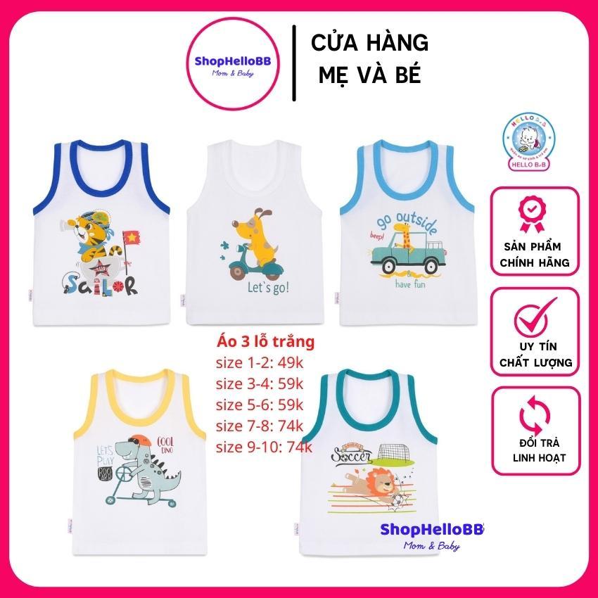 size bé 6-35kg Áo 3 lỗ Hellobb HELLO BB cotton tự nhiên 100% mềm mịn mát, hình in ngẫu nhiên| Mẹ và bé Kiddy