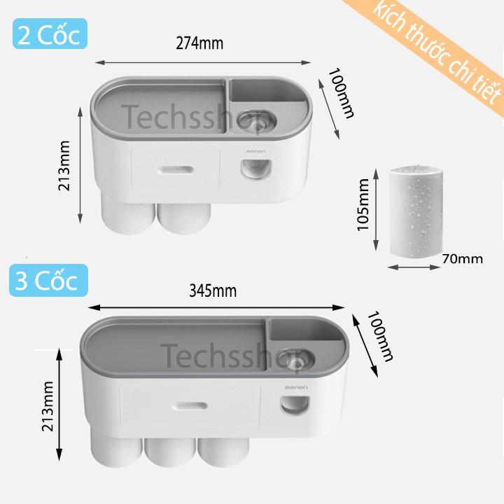 Kệ Nhà Tắm Nhả Kem Đựng Bàn Chải Đánh Răng Oenon Dán Tường Kèm Theo Cốc - Loại 2 cốc và 3 Cốc