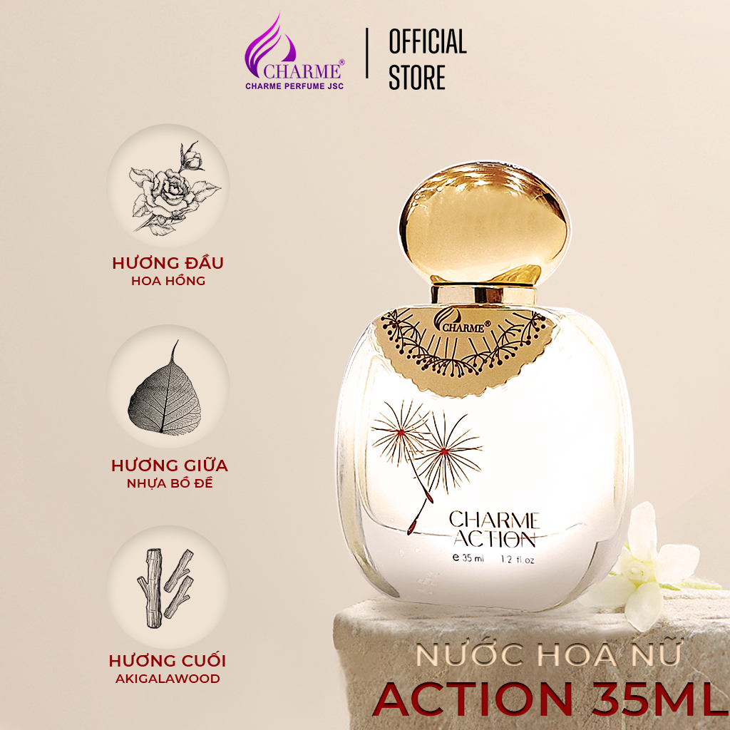 Nước hoa nữ lưu hương lâu, Charme Action, ba tầng hương thanh mát, gợi cảm không thể chối từ, 35ml