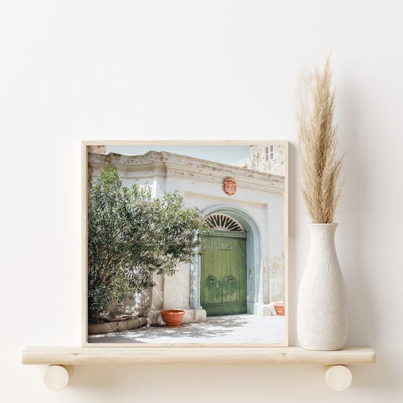 Set 6 tranh tone xanh lá nhẹ nhàng, tranh canvas chống nước, có dinh móc tặng kèm.