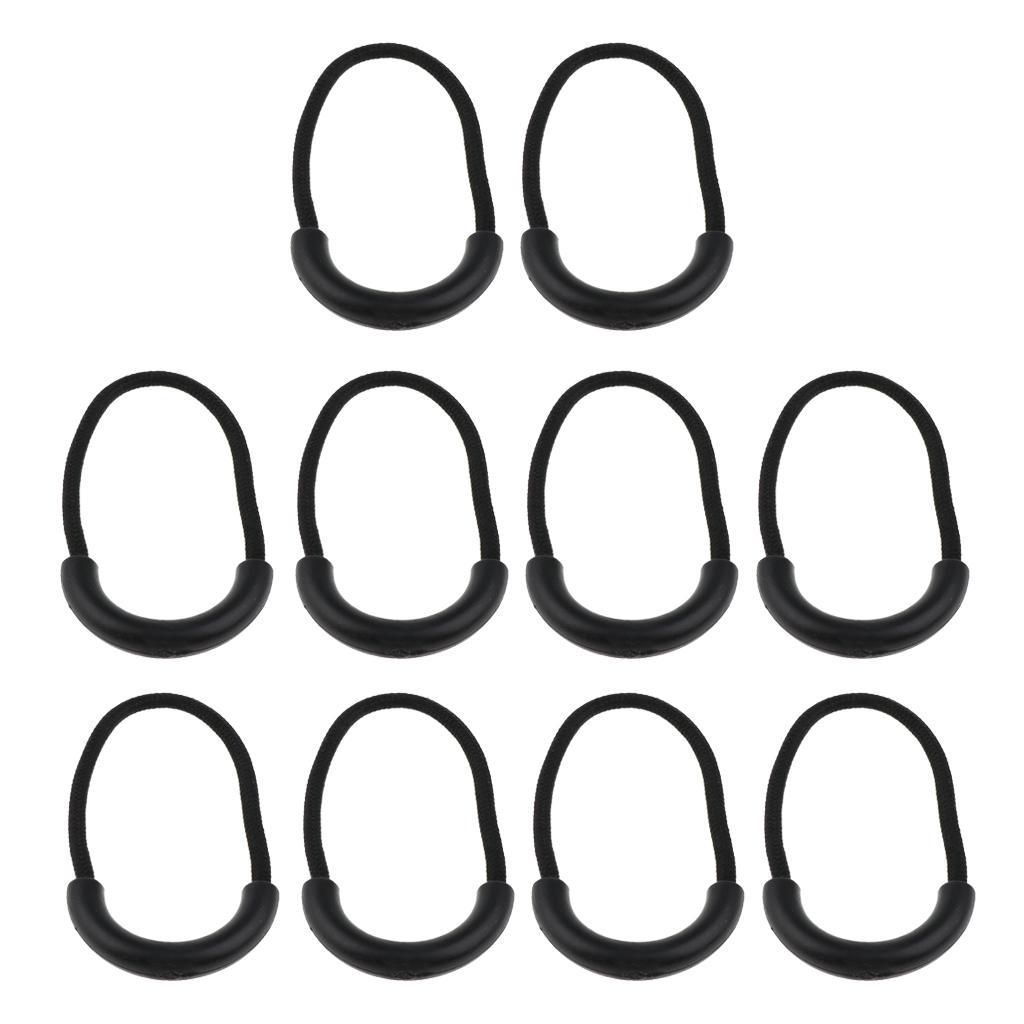 2-4pack 10 Pcs Plastic U Shape Zip Puller Strong Zipper Pull Cord Black
