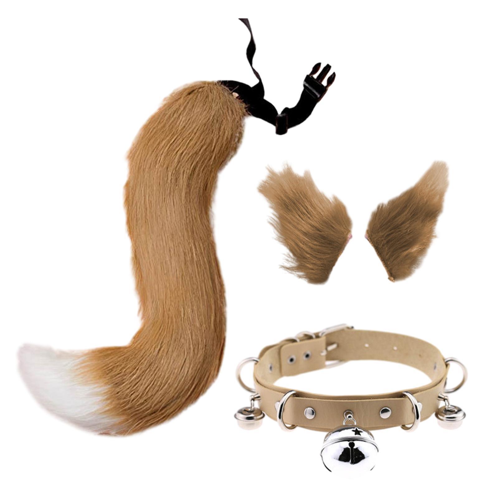 3Pcs Animals Ears and Long Tail Set Cute Cat Ear and Tail Halloween Costume