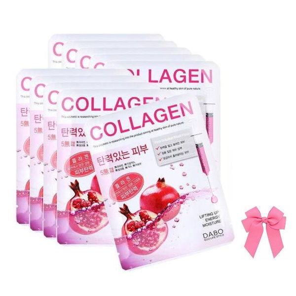 Combo 10 mặt nạ collagen Dabo Hàn quốc (22ml/gói) và nơ