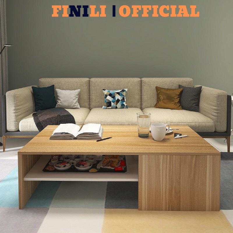 Bàn trà sofa kết hợp làm việc FINILI 2 tầng nhỏ gọn gỗ công nghiệp đẹp phòng khách FNL0112